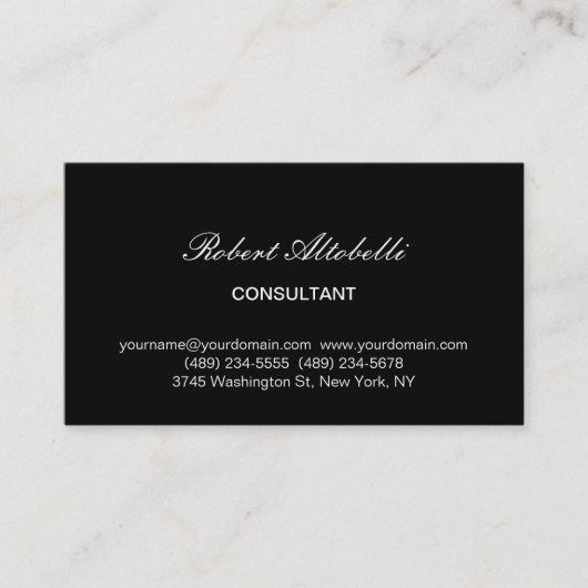 Charmant Carte de visite de script noir et blanc (Devant)