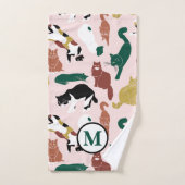 Charmant chats dessinés à la main sur arrière - pl (Serviette à main)