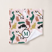 Charmant chats dessinés à la main sur arrière - pl (Gant de toilette)