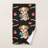 Charmant chiot lisant, motif cartable (Serviette à main)