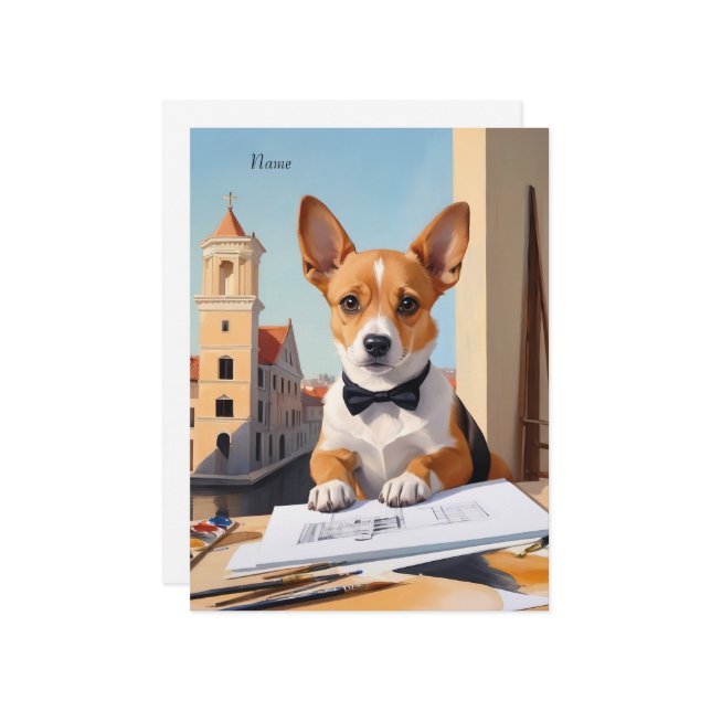 Charmant Corgi Architect Hondenliefhebber (Voorkant / Achterkant in situ)