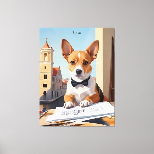 Charmant Corgi Architect Hondenliefhebber Canvas Afdruk (Voorkant)