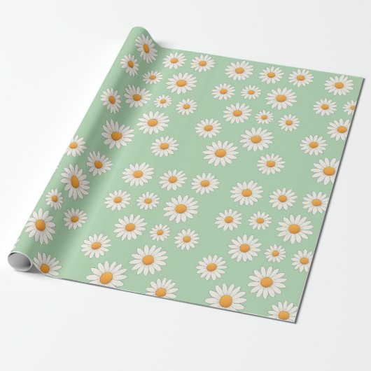 Charmant Daisy Pattern – Bloemencadeau Cadeaupapier (Uitgerold)