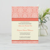 Charmant Damask 5x7 Faire-part de mariage : corail (Debout devant)