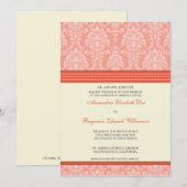 Charmant Damask 5x7 Faire-part de mariage : corail (Devant / Derrière)
