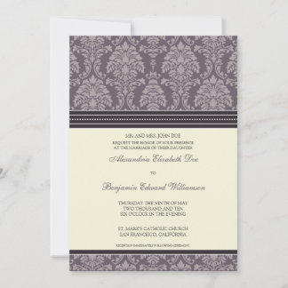 Charmant Damask 5x7 Faire-part de mariage : prune