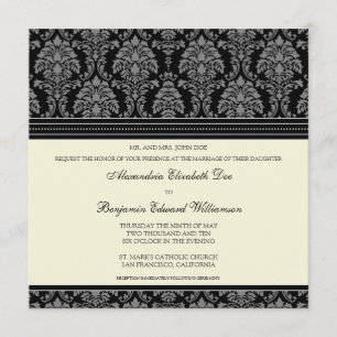Charmant Damask Carré Faire-part de mariage :[fuzz
