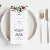 Charmant Dîner Floral Tropical Carte Menu