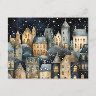 Charmant dorpje Blank Winter Wenskaart Briefkaart