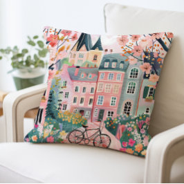 Charmant dorpskussen, kleurrijke huizen kussen