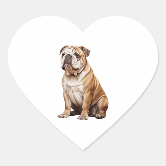 Charmant Engels Bulldog Portrait - Schattig Canin Hart Sticker (Voorkant)