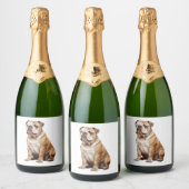 Charmant Engels Bulldog Portrait - Schattig Canin Sparkling Wijnetiket (Flessen)