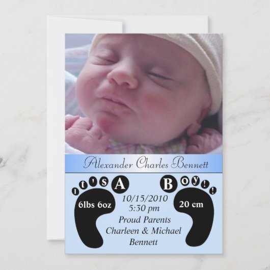 Charmant et unique Faire-part de naissance bébé (Devant)