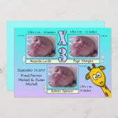 Charmant et unique Faire-part de naissance bébé (Devant / Derrière)