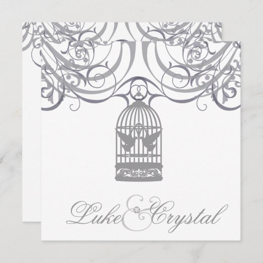 Charmant Faire-part de mariage de cage à oiseaux g (Devant / Derrière)