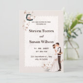 Charmant Faire-part de mariage romantique beige (Debout devant)