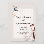 Charmant Faire-part de mariage romantique beige (Devant / Derrière)