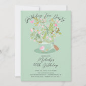 Charmant Floral Anniversaire Tea Party Invitation (Devant)