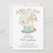 Charmant Floral Anniversaire Tea Party Invitation (Devant)