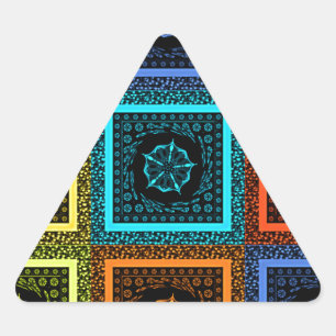 Charmant geruite veelkleurige patroonkunst ontwerp driehoek sticker