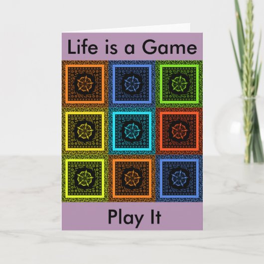 Charmant geruite veelkleurige patroonkunst ontwerp kaart (Voorkant)