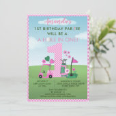 Charmant Golf Roze Meisje 1e Verjaardag Par-T-shir Kaart (Staand voorkant)