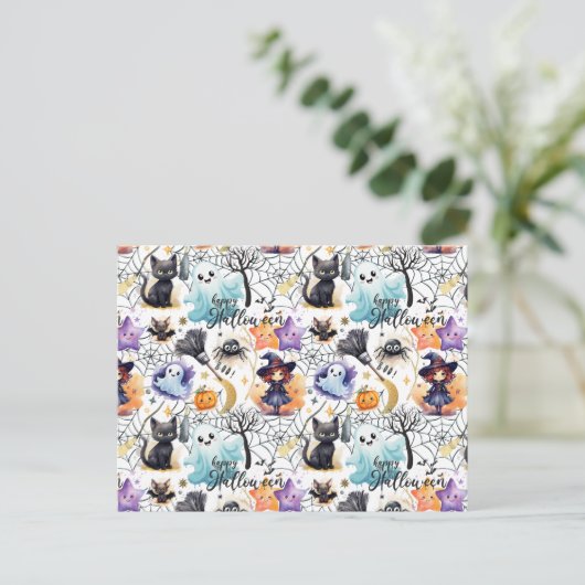 Charmant Halloween Pattern Briefkaart (Staand voorkant)