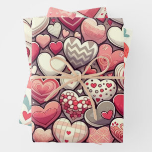 Charmant Hartpatroon voor Valentijnsdag Inpakpapier Vel