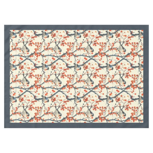 Charmant Herfst tafelkleed met vogeltjes en bloese (Voorkant (Horizontaal))