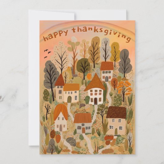 Charmant herfstdorp Thanksgiving feest Kaart (Voorkant)