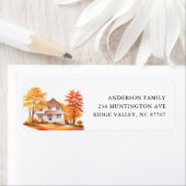 Charmant herfsthuis nieuw adreslabel etiket (Insitu)