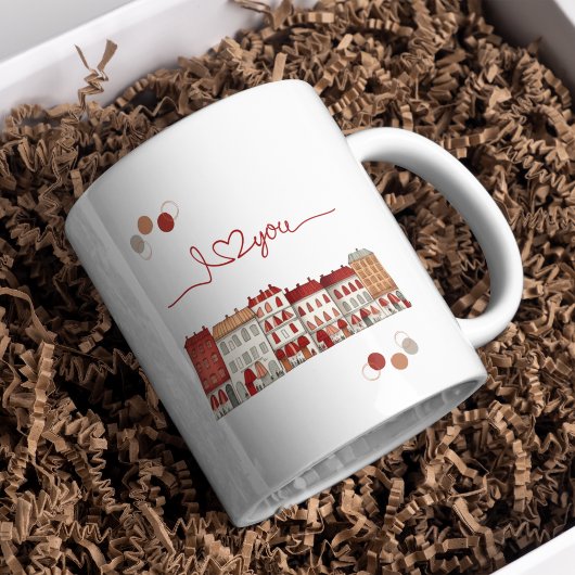 Charmant "Je t'aime" Ville Illustration Mug