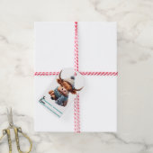 Charmant kerst label met een gezellige koe cadeaulabel (Met Touw)