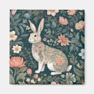 Charmant konijn William Morris geïnspireerd Floral Magneet