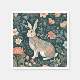 Charmant konijn William Morris geïnspireerd Floral Servet