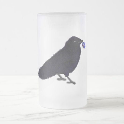 Charmant kraai glitter cadeau met boog matglas bierpul (Center)