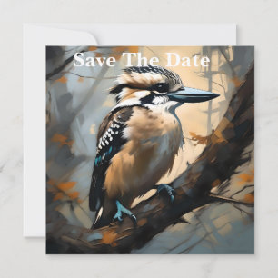 Charmant lachen: Kookaburra in olieverf Save The Date