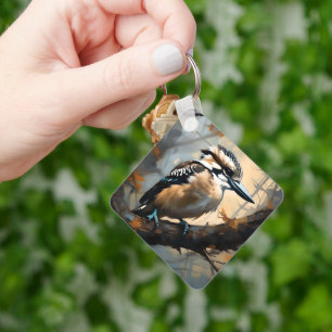 Charmant lachen: Kookaburra in olieverf Sleutelhanger