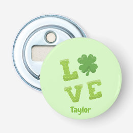 Charmant liefdesblok St Patrick's Day Button Flesopener
