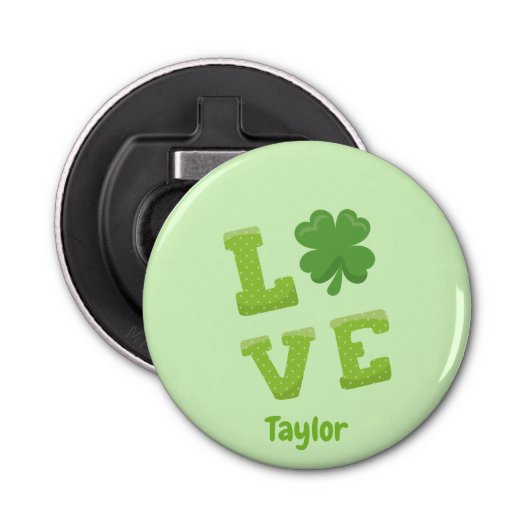 Charmant liefdesblok St Patrick's Day Button Flesopener (Voorkant)