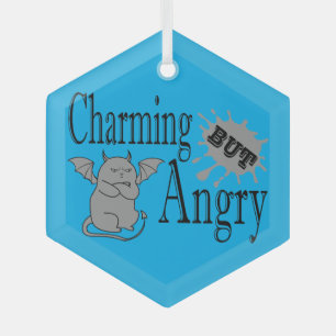 Charmant maar boos klein duivel kat grappig citaat glas ornament