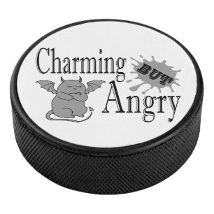 Charmant maar boos klein duivel kat grappig citaat hockey puck