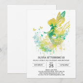 Charmant meisje fee verjaardag kaart (Voorkant / Achterkant)