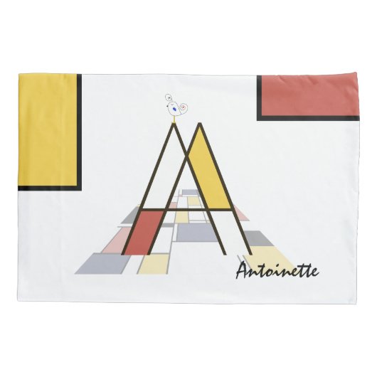 Charmant neoplasticisme Art Monogram. Brief A Kussensloop (Achterkant)