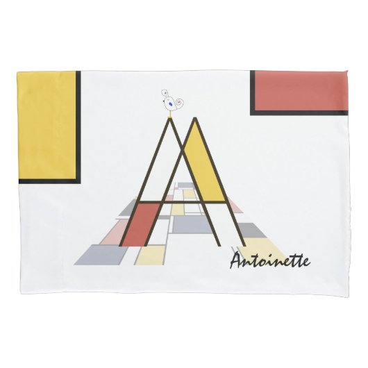 Charmant neoplasticisme Art Monogram. Brief A Kussensloop (Voorkant)