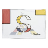 Charmant neoplasticisme Art Monogram. Brief S Kussensloop (Achterkant)
