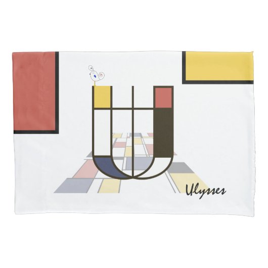 Charmant neoplasticisme Art Monogram. Brief U Kussensloop (Voorkant)