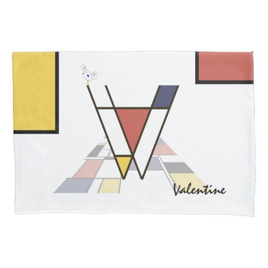 Charmant neoplasticisme Art Monogram. Brief V Kussensloop (Voorkant)