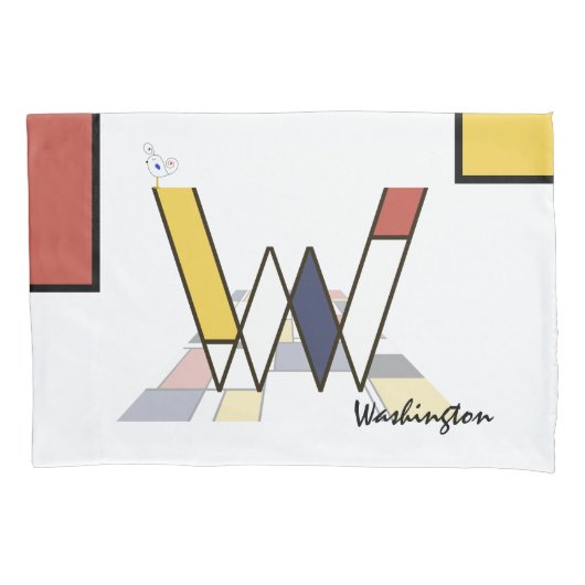 Charmant neoplasticisme Art Monogram. Brief W Kussensloop (Voorkant)