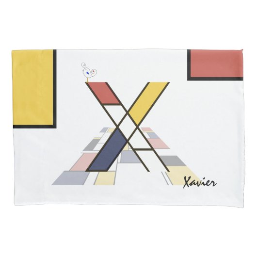 Charmant neoplasticisme Art Monogram. Brief X Kussensloop (Voorkant)